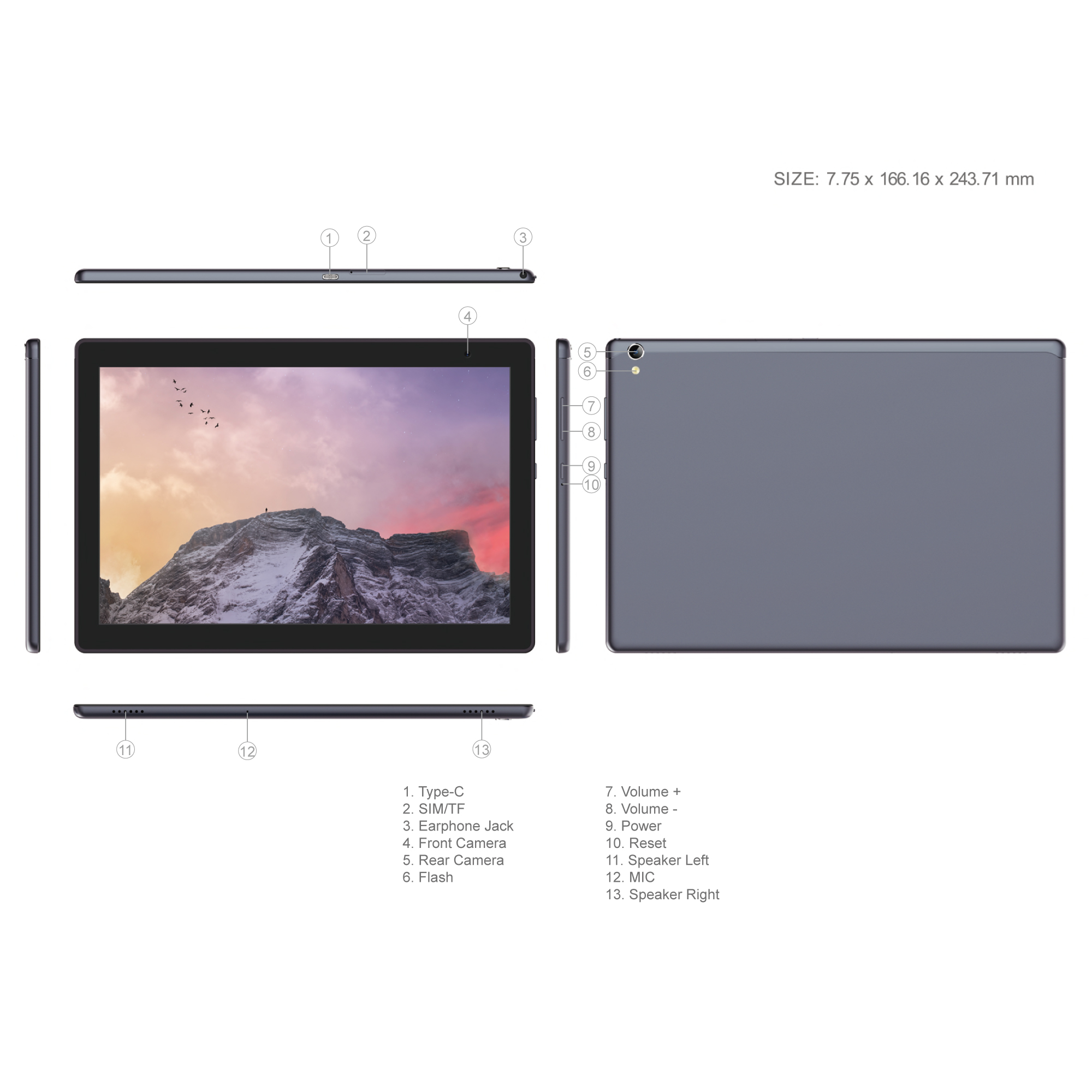 10 inches tablet android 10 applied to industrial ODM project with 6800mAh battery USB type C stylish design
