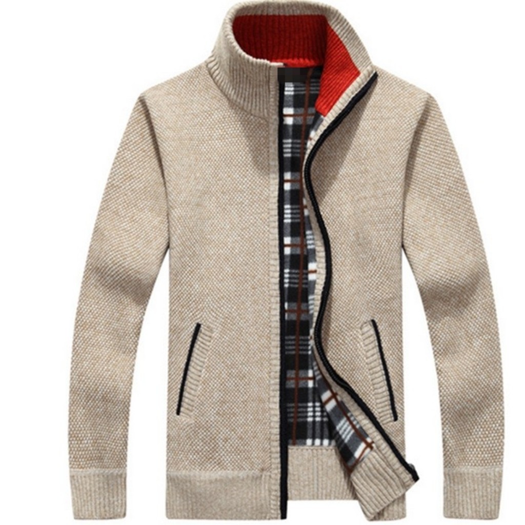 New Arrivals Winter Zip Up Cardigan Korean Style Sweater Polyester Black Boys Black Cardigans