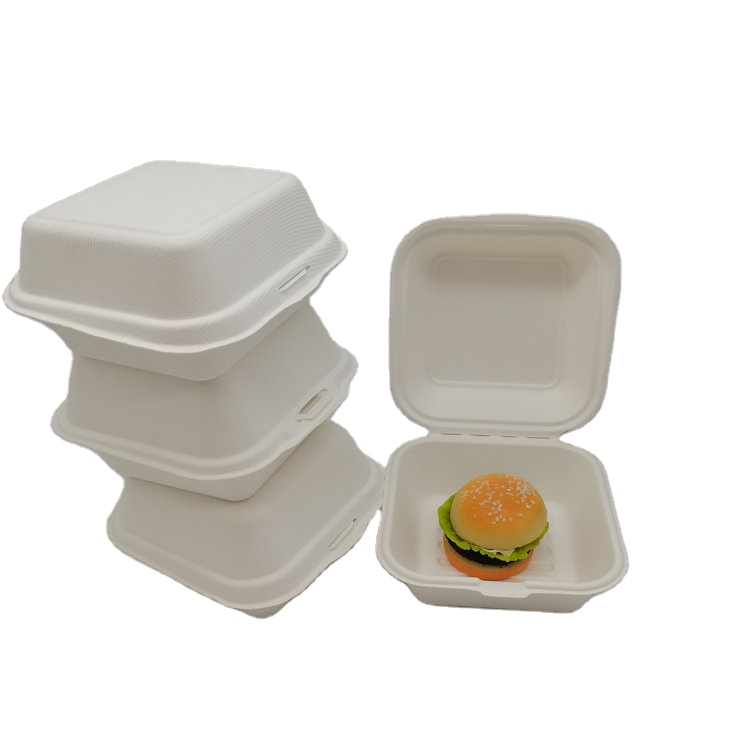 SUGARCANE BAGASSE раскладушка коробка биоразлагаемая гамбургер коробка 450 мл