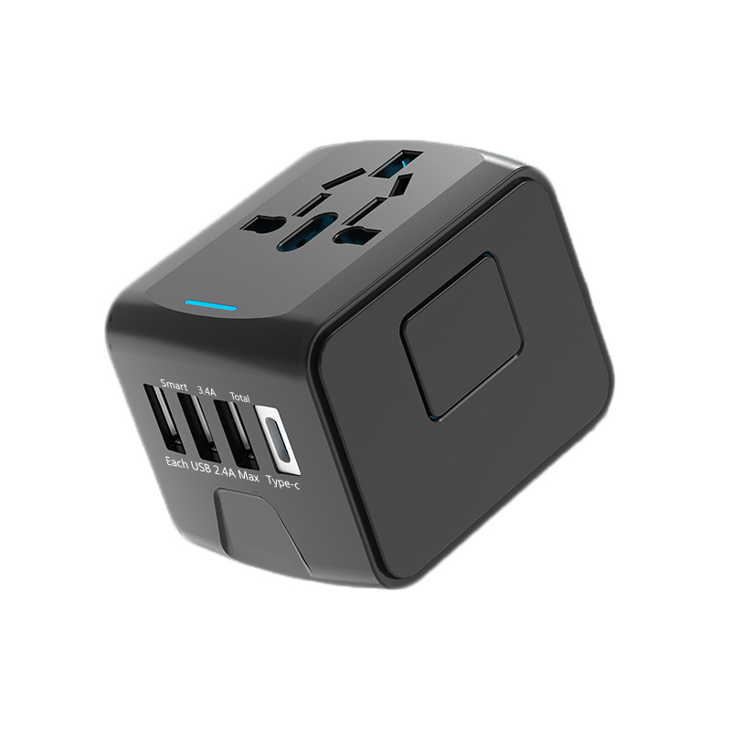 Universal Travel Charger PD QC USB All in One Adapter for Travel With EU US UK AU Plug Power Charger Sockets 3 USB + Type C 3.4A