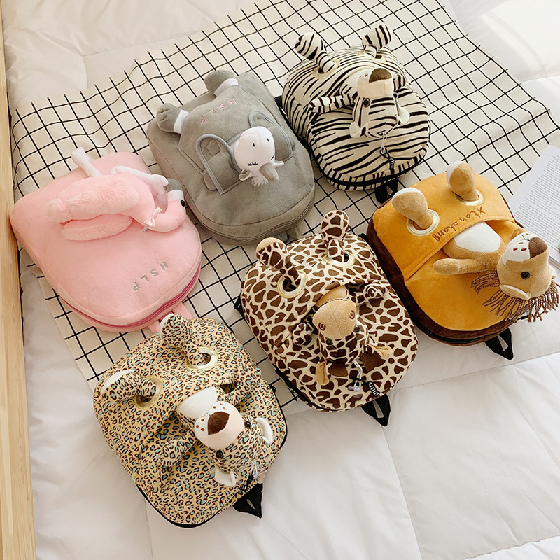 3D Cartoon Boys Girls Toddler Bag Soft Plush Cute Animal Children Backpacks Trendy Kindergarten Anti-Lost Schoolbag For Kids