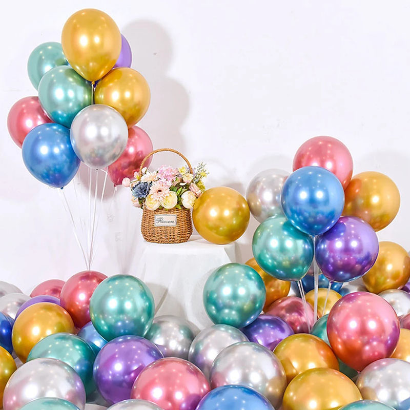 100Pcs 5Inch Chrome Metallic Latex Balloons Gold Silver Round Metal Balloons Birthday Party Inflate Globos Wedding Decor
