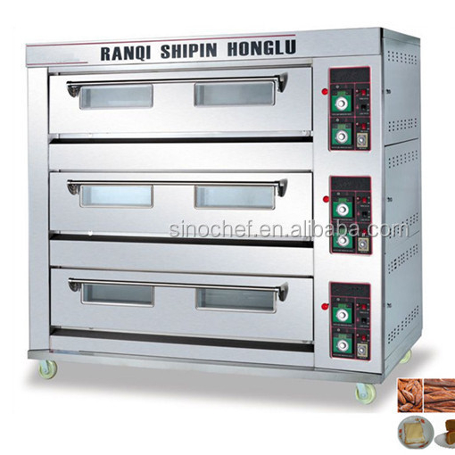 Bakery equipment 3 deck 9 trays industrial gas ovens