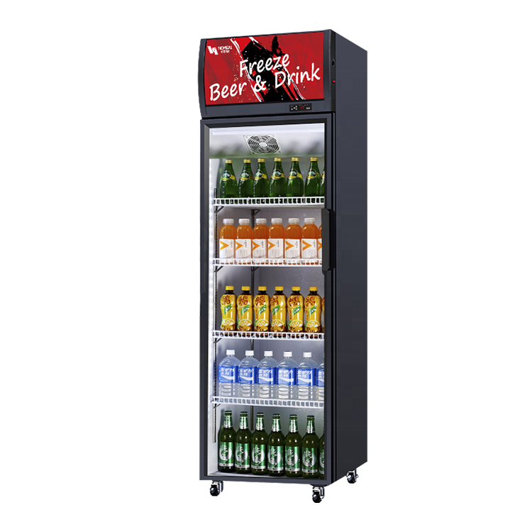 Static refrigerated display cabinet supermarket glass door Commercial Refrigerator beer cooler upright refrigeration equipment
