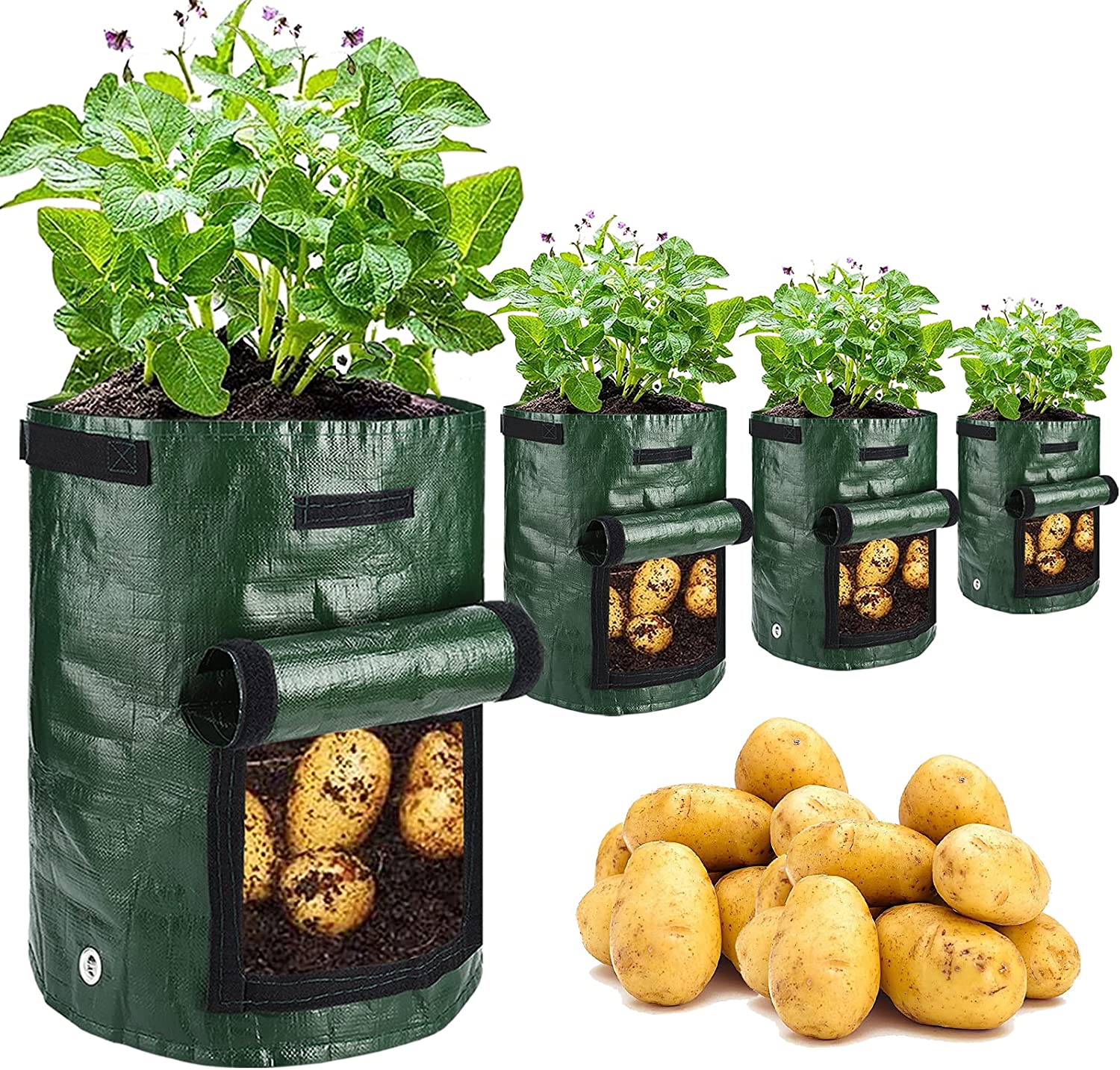 Potato Grow Bags 10 Gallon Heavy Duty Garden Potato Planters Garden Planting Bags for Onion, Fruits, Tomato, Carrot (Green)