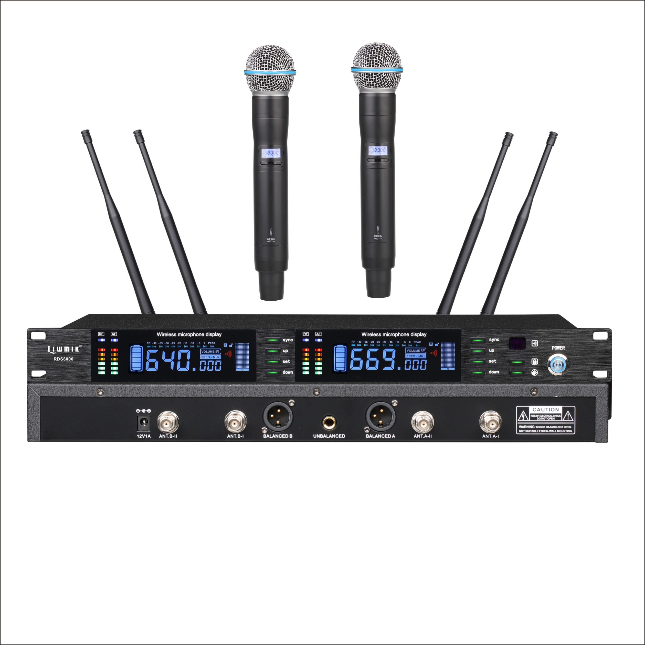 RB6600 Pro UHF Двухканальный беспроводной ручной истинное разнообразие Беспроводная микрофонная система 300 м большой радиус действия для прямой трансляции, выполнения