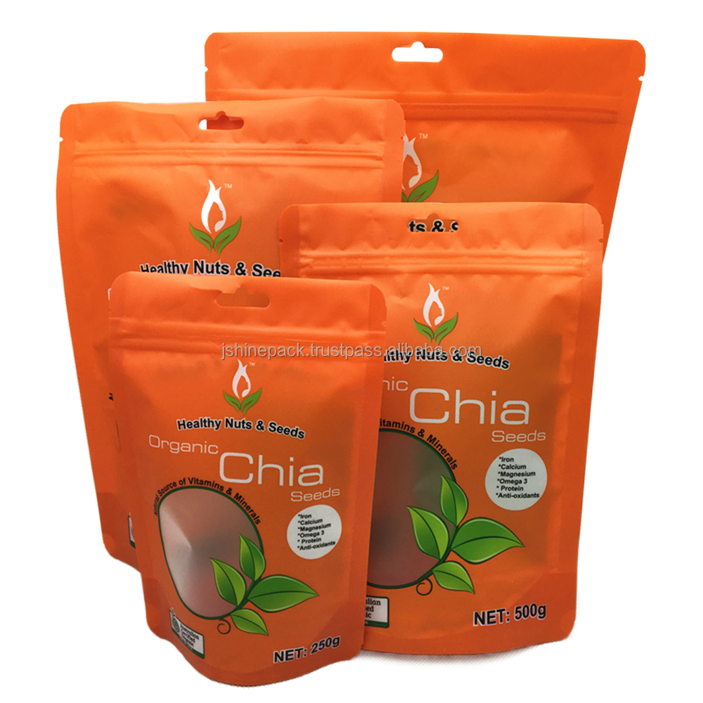 Custom Printed Stand Ziplock Bags Food Grade PE Mylar Vegetable Seeds Packaging Pouch with Window Recycled Plastic Accepted