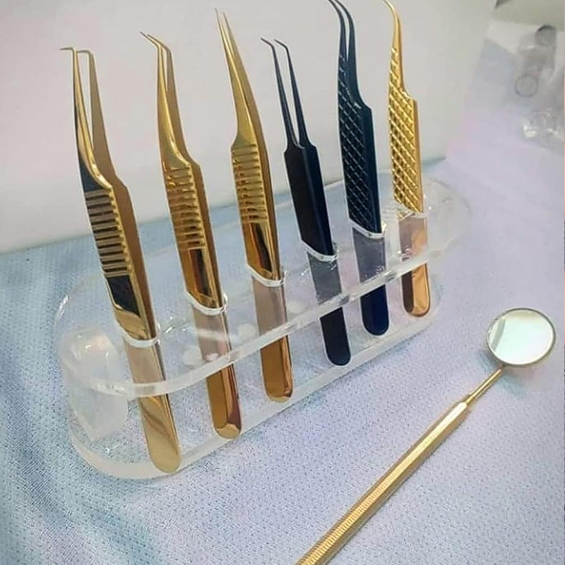 factory wholesale diamond grip Gold tip stainless steel eyelash extension tweezers / eyelash extension tweezers