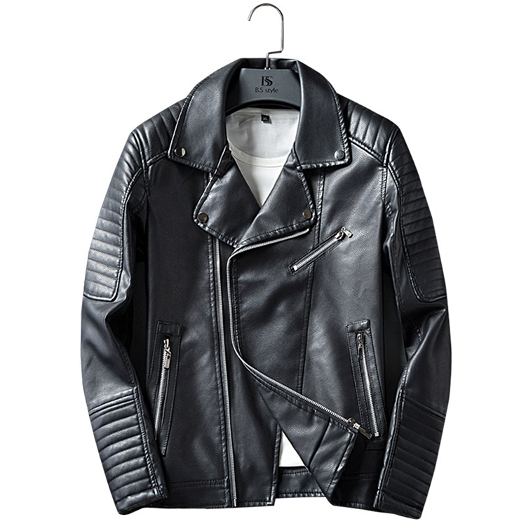 Hot Sale Youth Men'S Autumn Trendy Locomotive Lapel Leather Biker Motorcycle Jackets