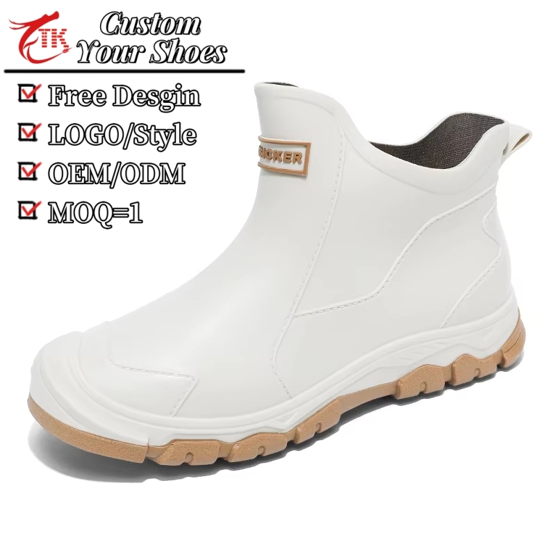 Men's Women's Waterproof Short Rain Boots Flat Bottom Non-Slip Workwear for Fishing Car Wash Outdoor Activities Custom Boots