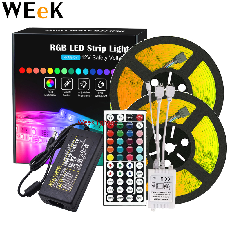 RGB 5050 12 в 10 м Светодиодная лента 44 клавиши дистанционное управление Гибкая Водонепроницаемая светодиодная лента для гостиной спальни сада