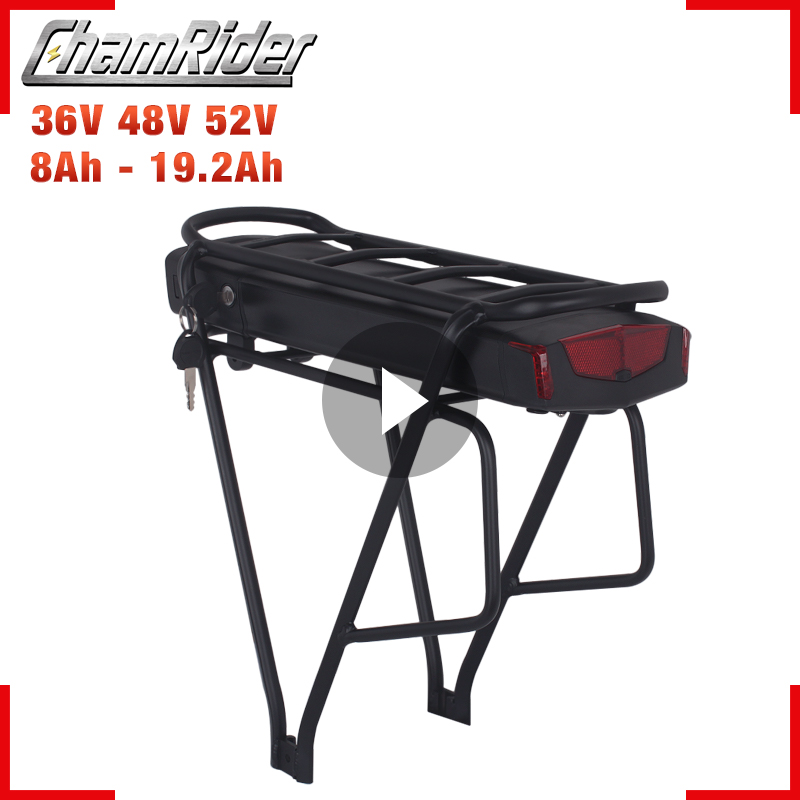 Chamrider задняя стойка батареи RB-1-PLUS 18650 250W, фара для электровелосипеда в аккумулятор 36v 20ah 21700 350W Байк, способный преодолевать Броды для велосипеда батарея 48В 14AH литий-ионный аккумулятор Пакет