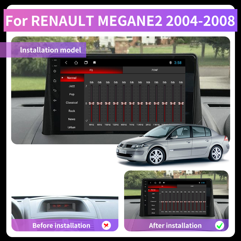 Автомагнитола Grand для RENAULT MEGANE2 2004-2008, автомагнитола, мультимедийный видеоплеер, навигация GPS, 2din, 2 din, dvd