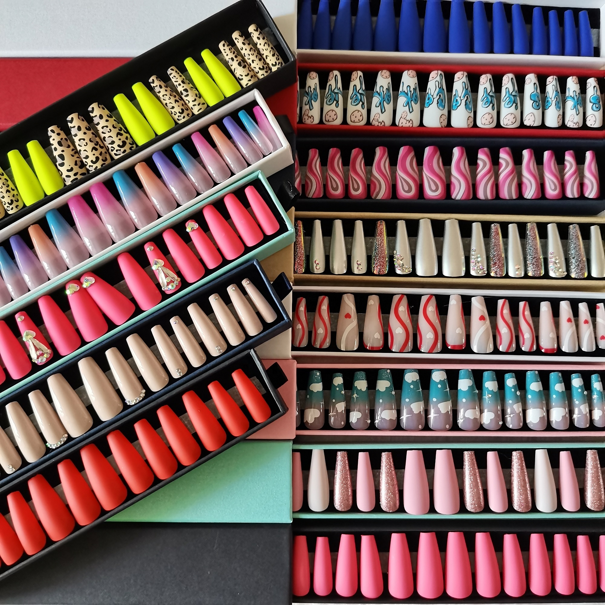 Free Sample 24pcs/box Hand-made Ballerina High Quality Movie Star Nail Design with Long Press On False Nails Full Cover