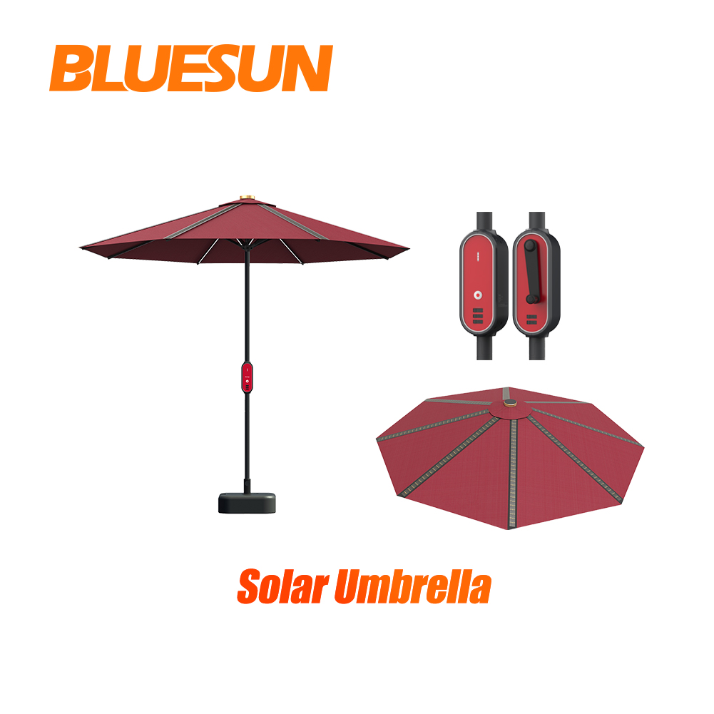 Солнечная панель Bluesun с тонкой пленкой, зонтик 5 в постоянного тока, модули pv, уличный пляжный зонтик на солнечной батарее с аккумулятором для хранения энергии
