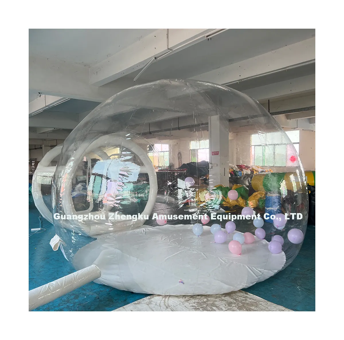 Popular outdoor PVC inflatable transparent dome camping tent, inflatable bubble clear tent with tunnel for sale