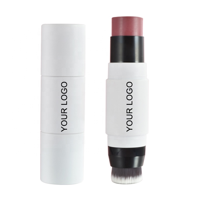 Cruelty Free Vegan Private Label Mineral Blush Custom Logo Blush Cheek Lip Tint Makeup OEM Blush Stick with Brush