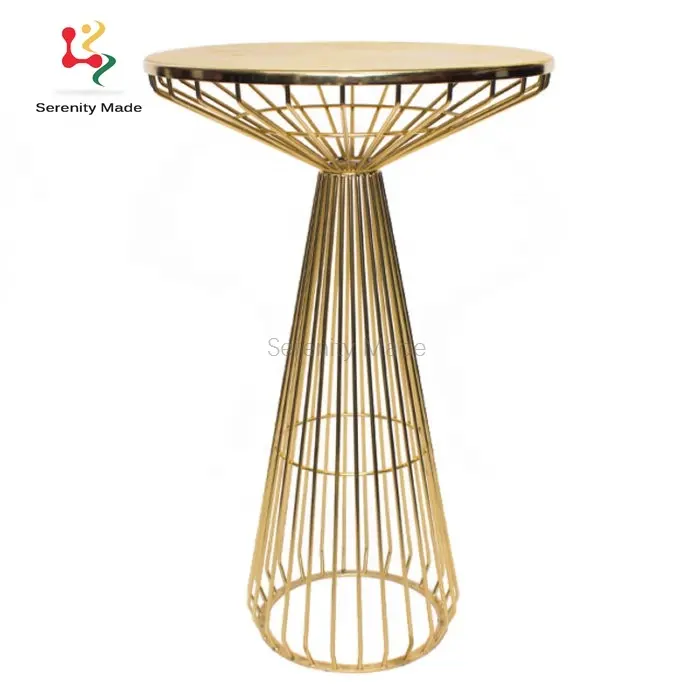 Galvanized iron wire gold dry cocktail bar height tables for event use