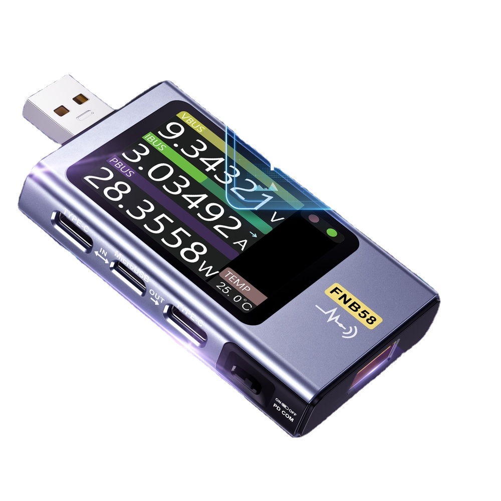 FNIRSI-FNB58 USB Тестер Вольтметр Амперметр TYPE-C Быстрая зарядка пуска обнаружения емкость измерения пульсации измерения