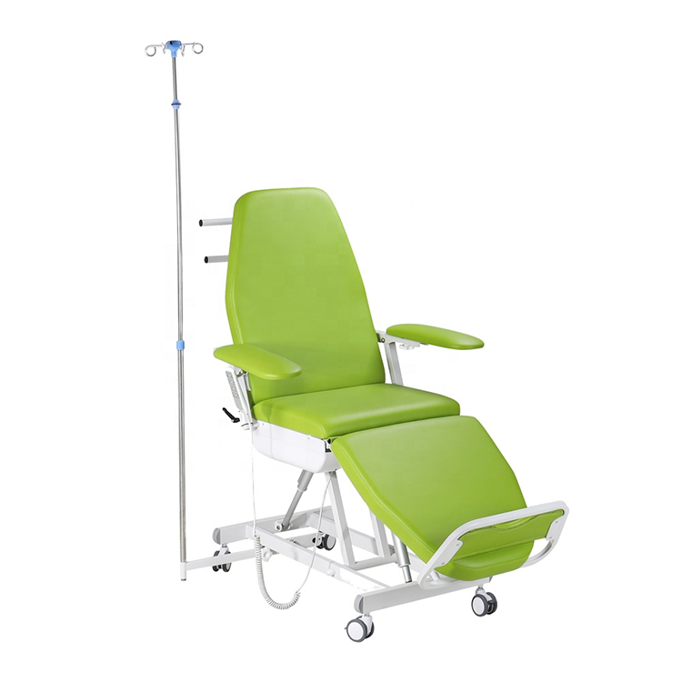 D365 Portable Electric Infusion Chair Hospital Use Patient Transfusion Chair Iron Steel Pu Blood Donation Chair with IV Pole