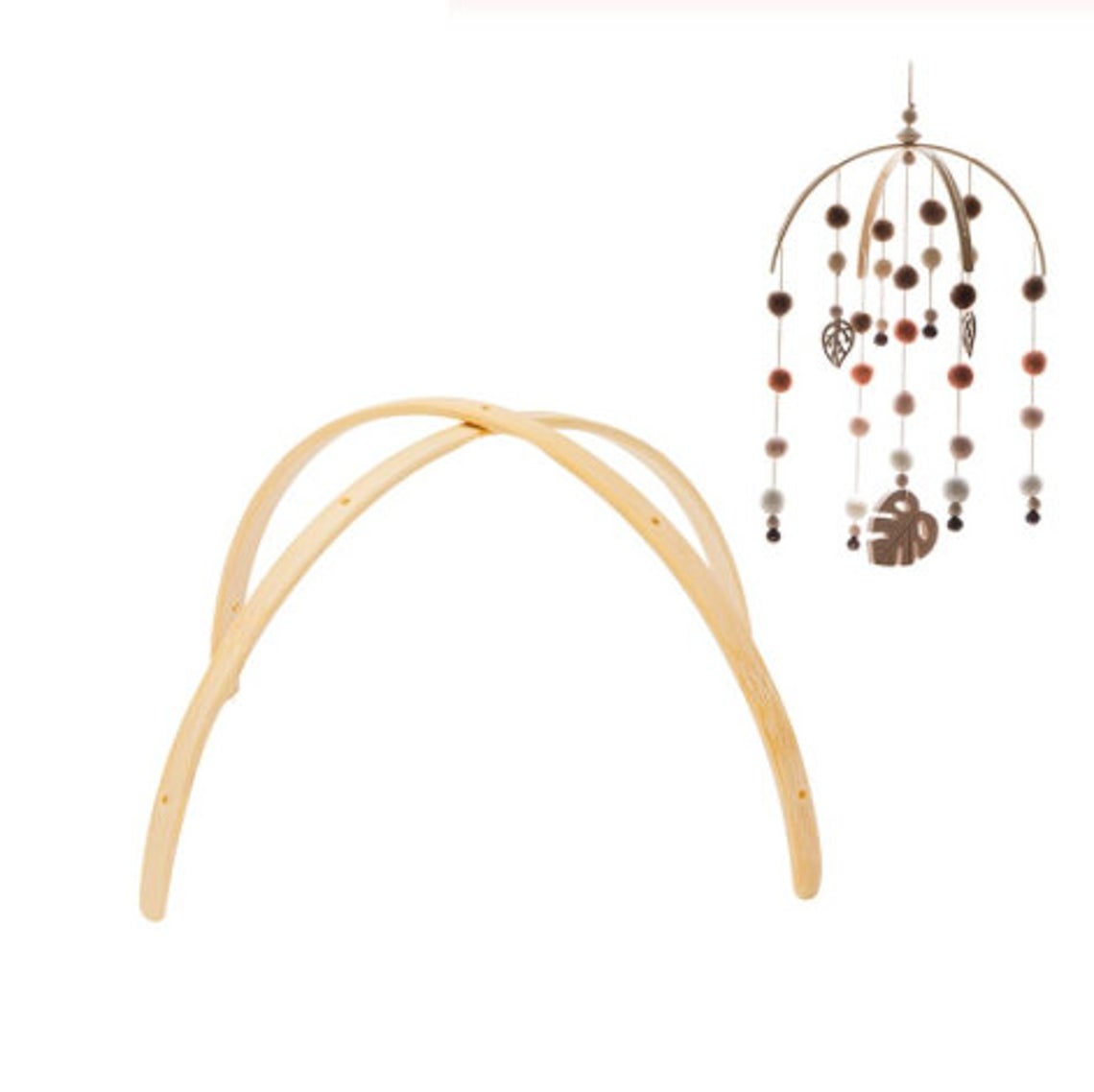 diy etsy macrame dreamcatcher semicircle nursery crib hanger bamboo arches hoop wooden baby mobile frame