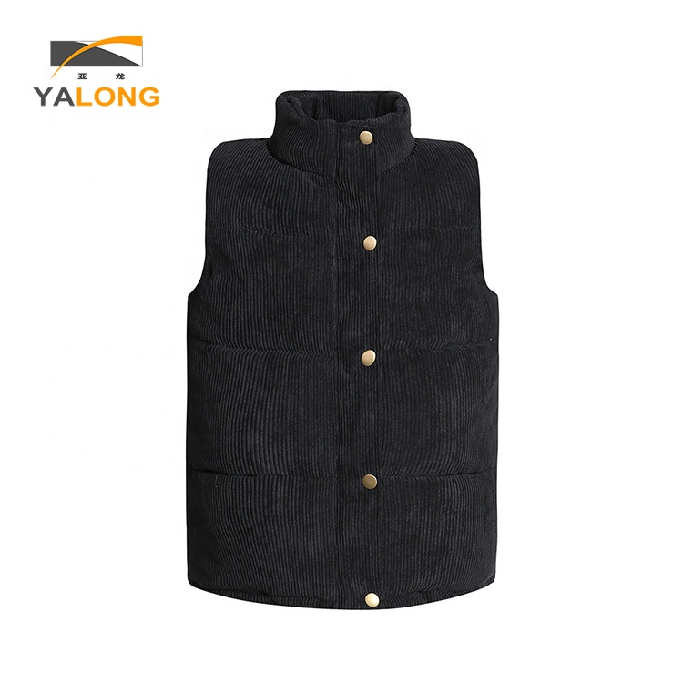 Hot sale OEM duck down corduroy short winter single button western women vest