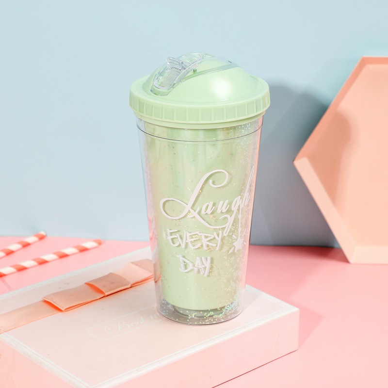 Customized Famous Plastic Drinking Water Bottle Travel Coffee Mugs With Straws