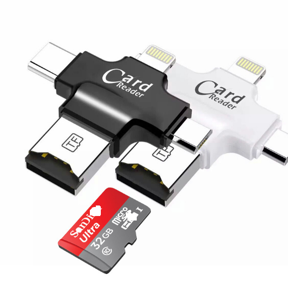 Заводская цена 4 в 1 Type-C Usb apple Android считыватель смарт-карт с TF/SD