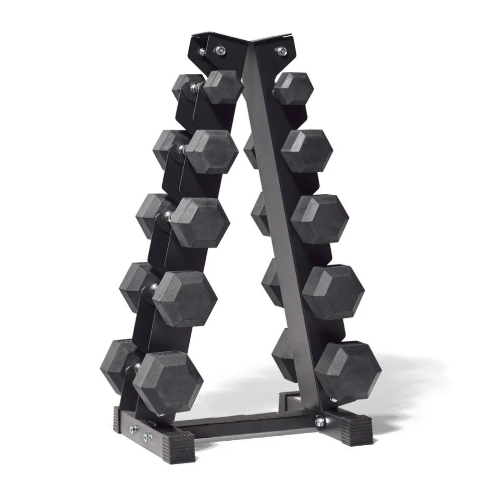 Tellus Fitness Custom Logo Hexagon Dumbbells Iron and Rubber Material 5 lb to 125 lb Weight Set
