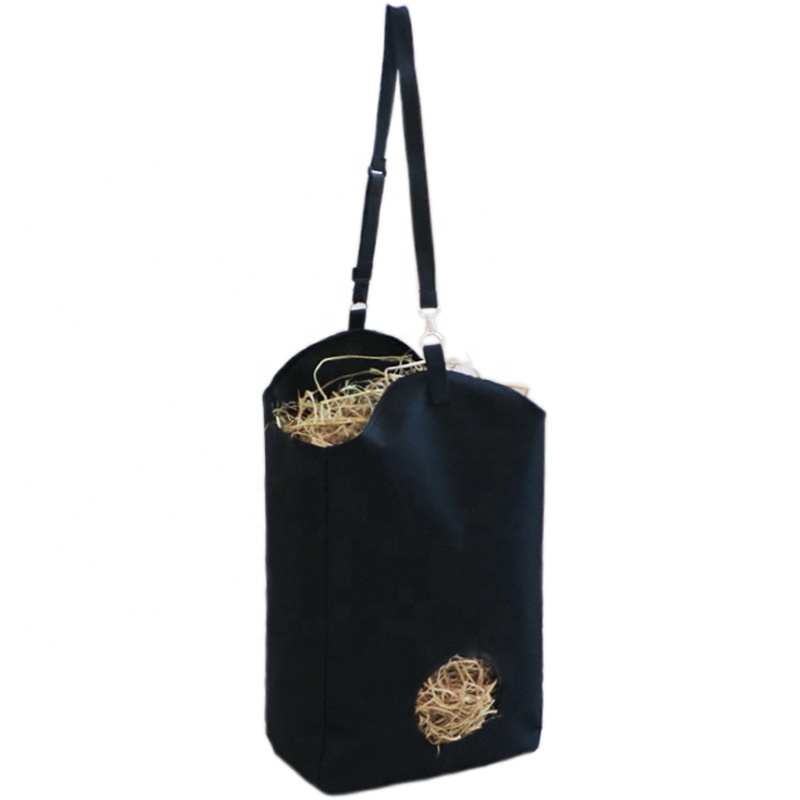 wholesale 600d canvas nylon slow feed hay storage bale bag for horses sheep feeder large capacity