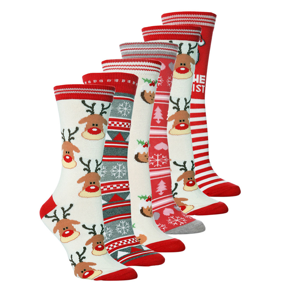 2021 Wholesale High Quality Christmas Cute Funny Elk Women Cotton Animal Socks For Ladies