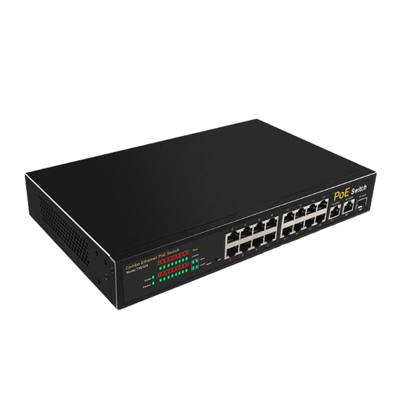 16 портов POE коммутатор 10/100 Мбит/с Ethernet-коммутатор 2 порта 10/100/1000 Мбит/с-умный переключатель