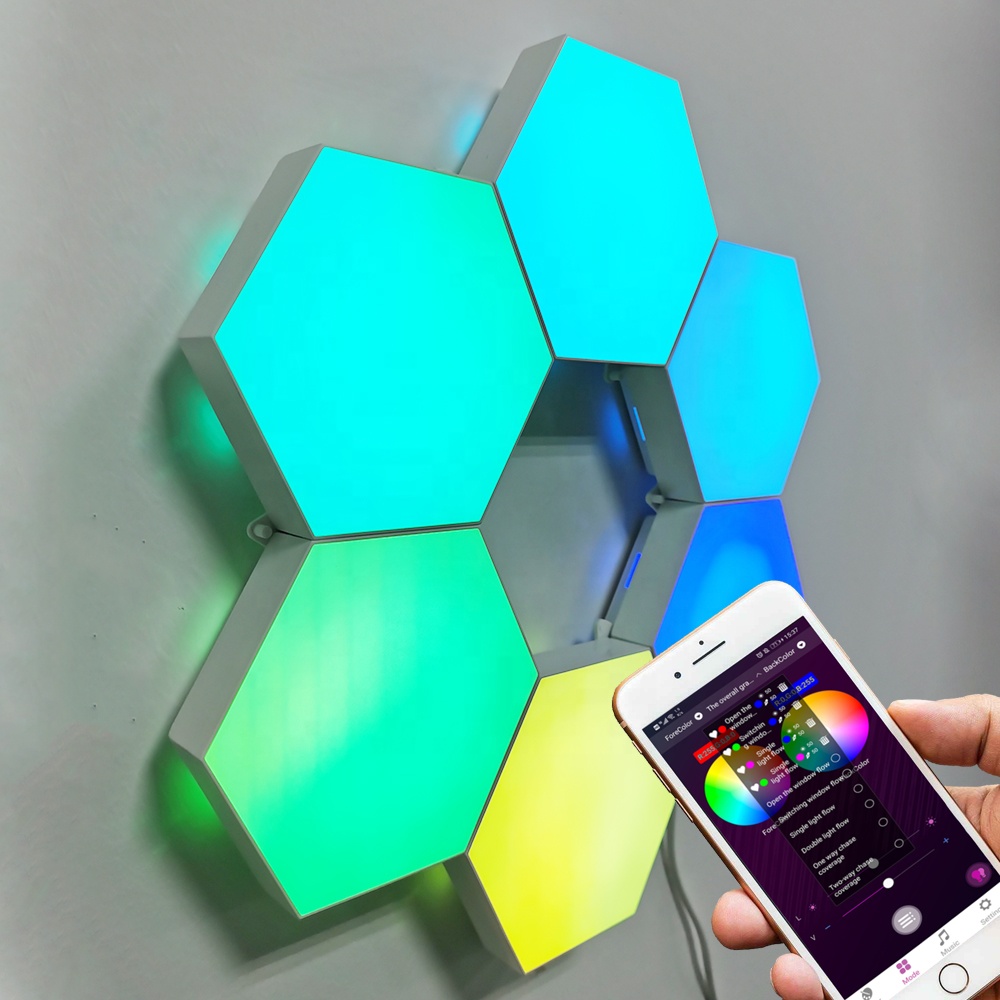USB Smart Hexagon Honeycomb Wall Lamp, Hexagonal Quantum Light, App Control, 6Pack