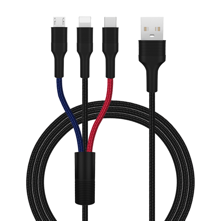 3 в 1 несколько Micro USB Type C зарядное устройство Плетеный USB кабель для зарядки