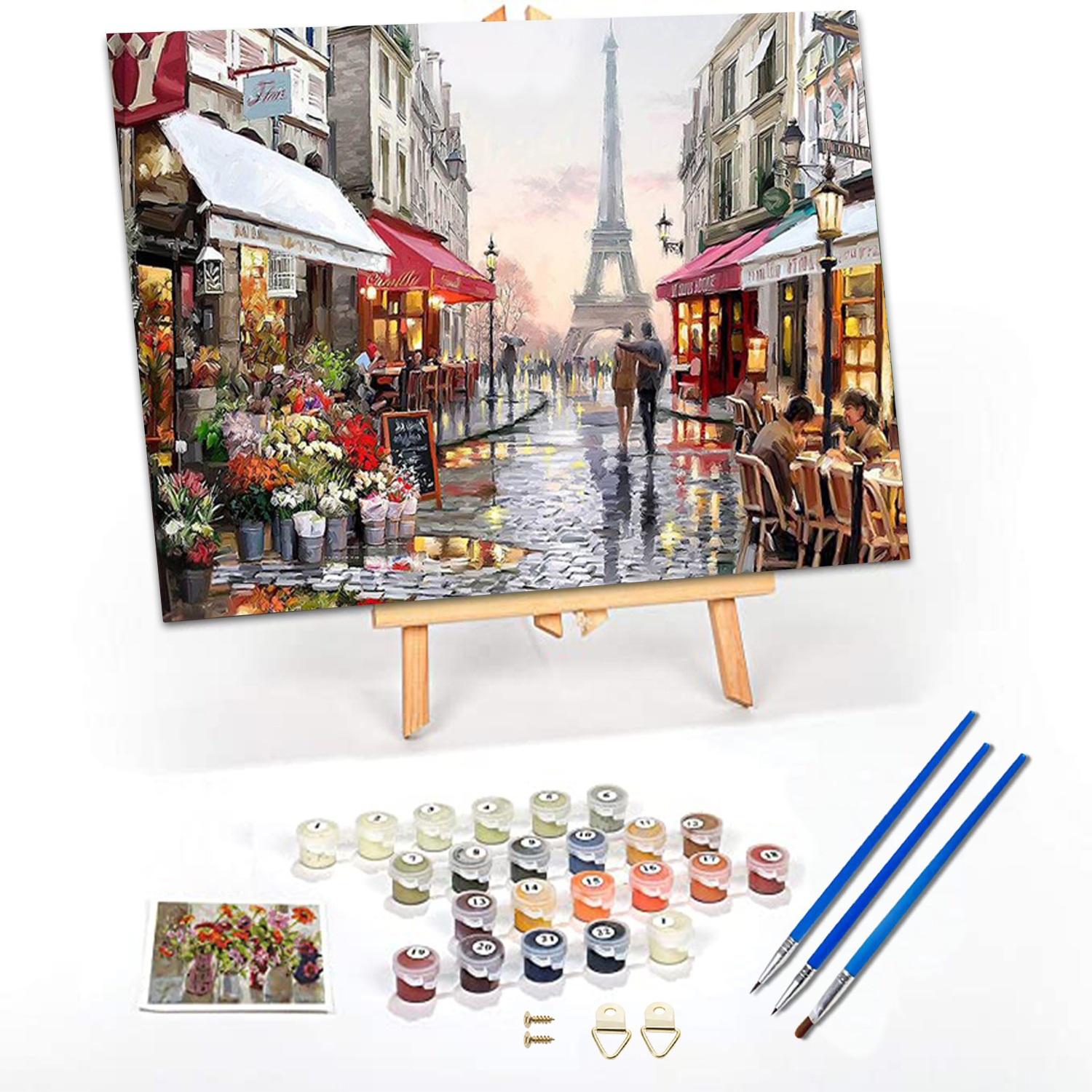 Modern Art Canvas Wall Decoration Custom Handmade Paris Street Eiffel Tower Dropshipping DIY Painting By Numbers for Adults