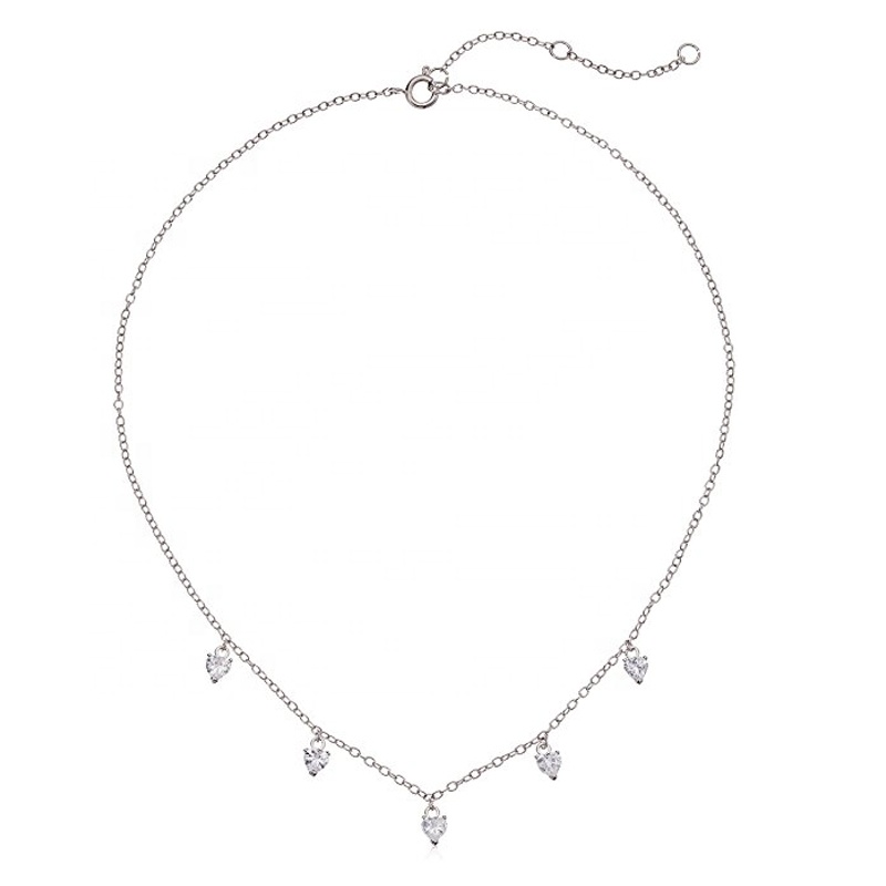 Fancy 925 silver cz drop choker necklace