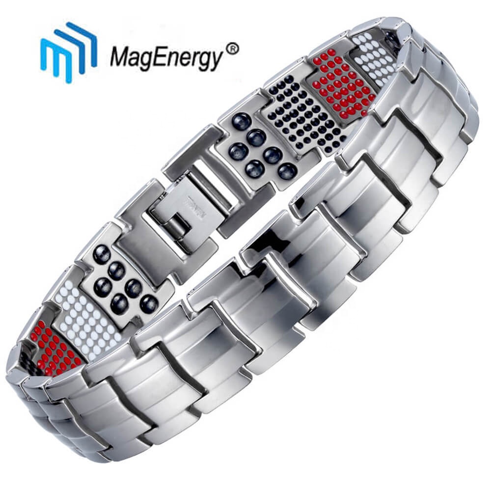 Новые титановые браслеты MagEnergy с магнитной терапией для мужчин, аксессуары, ювелирные изделия, бесплатный образец браслета, доставка вместе