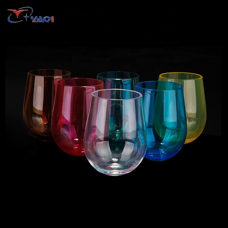 Manufacturer custom plastic stemless wine glass price