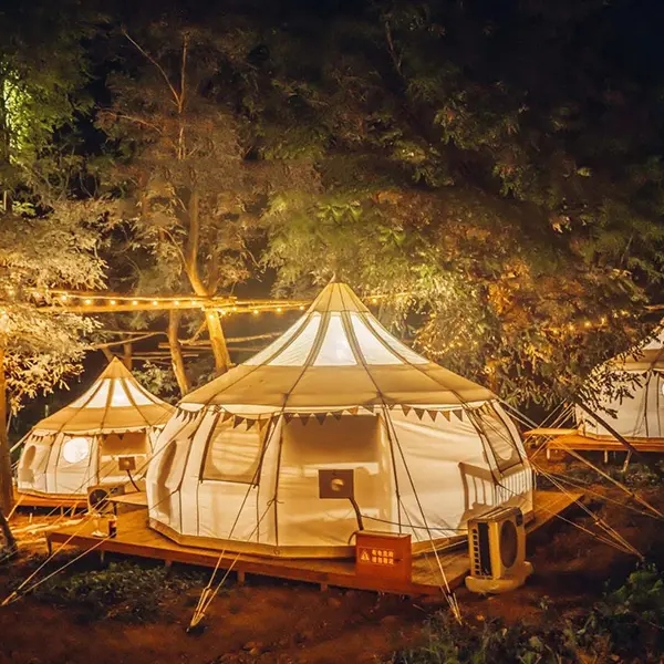 Палатка Glamping, фабричная роскошная палатка для кемпинга, палатка для кемпинга по индивидуальному размеру, палатка-колокольчик из хлопчатобумажной парусины со звездами, юрта