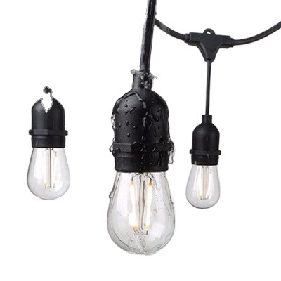 Factory price LED string light Indoor/Outdoor decoration bulb lighting chains with S14 bulb black cable waterproof
