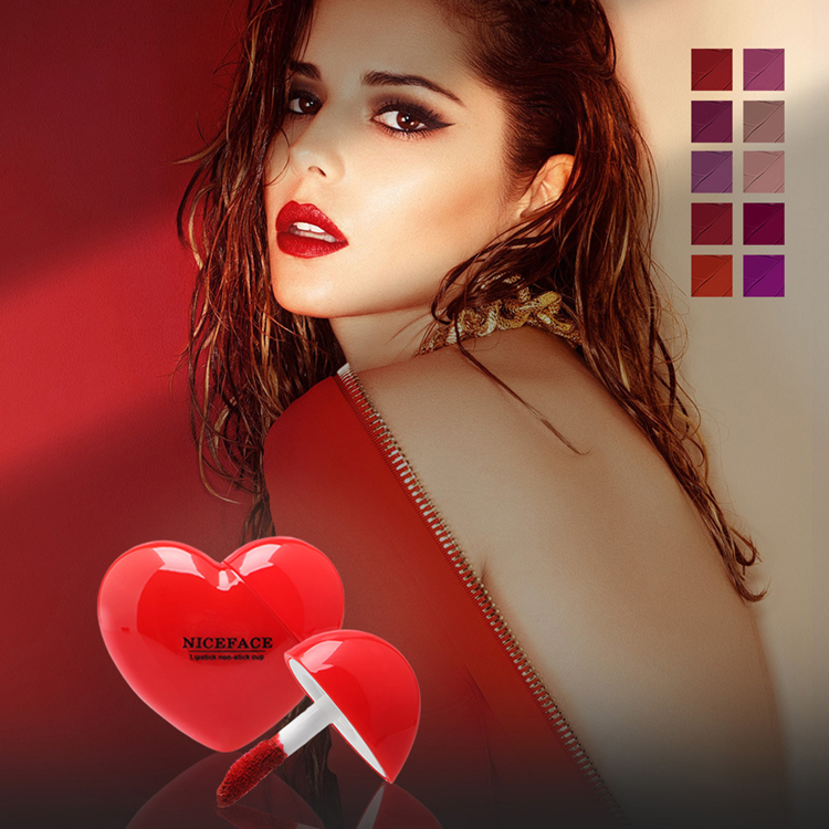 Vegan lipstick in lipgloss silky matte heart mini liquid lipstick heart lip gloss