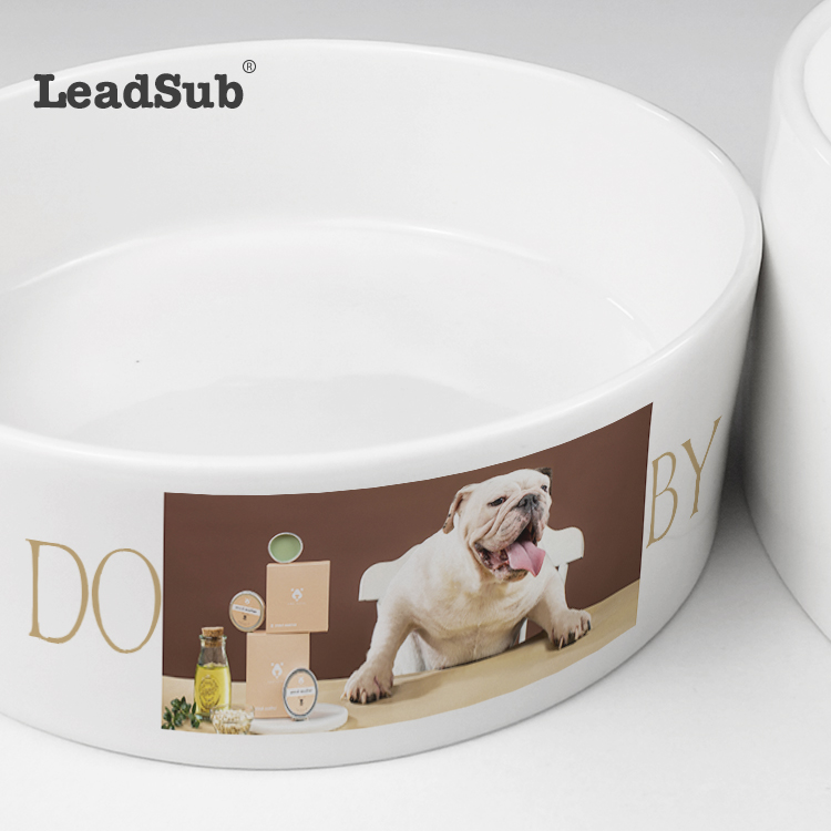 Wholesale sublimation Custom Ceramic Dog Food Bowl Pet Bowl with customized logo in stock