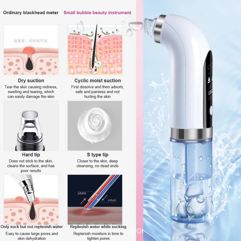 new design electric pore clean Small Bubble vacuum Blackhead Remover With Water
