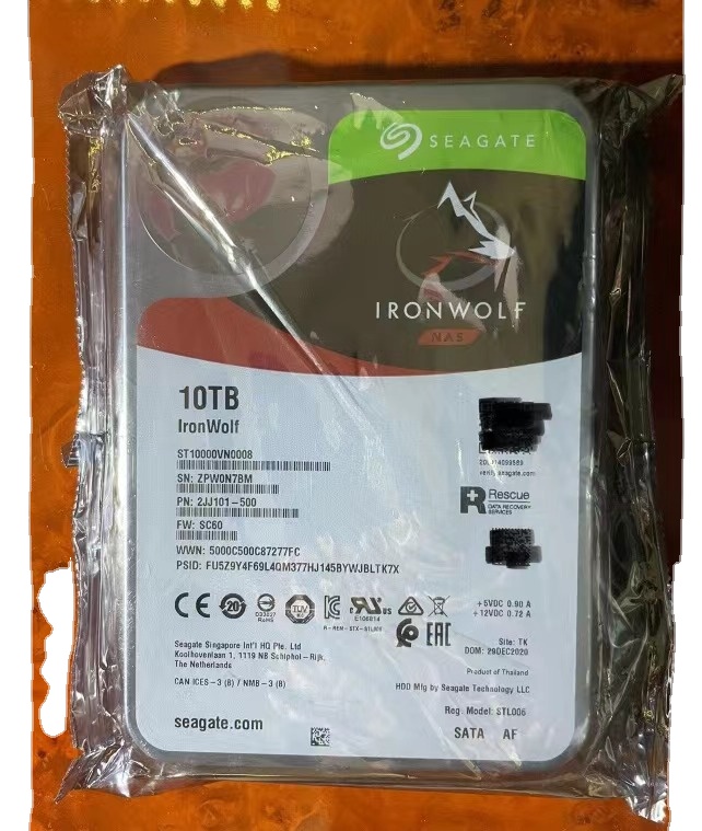 Внутренний жесткий диск ST10000VN0008, 10 ТБ, NAS, CMR, 3,5 дюйма, SATA, 7200 об/мин