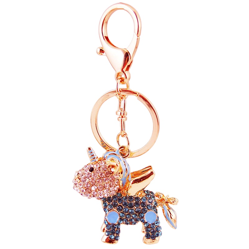 Creative Cute With Diamonds Unicorn Car Pendant Keychain Women 'S Bag Accessories Key Chain Metal Pendant Small Gift