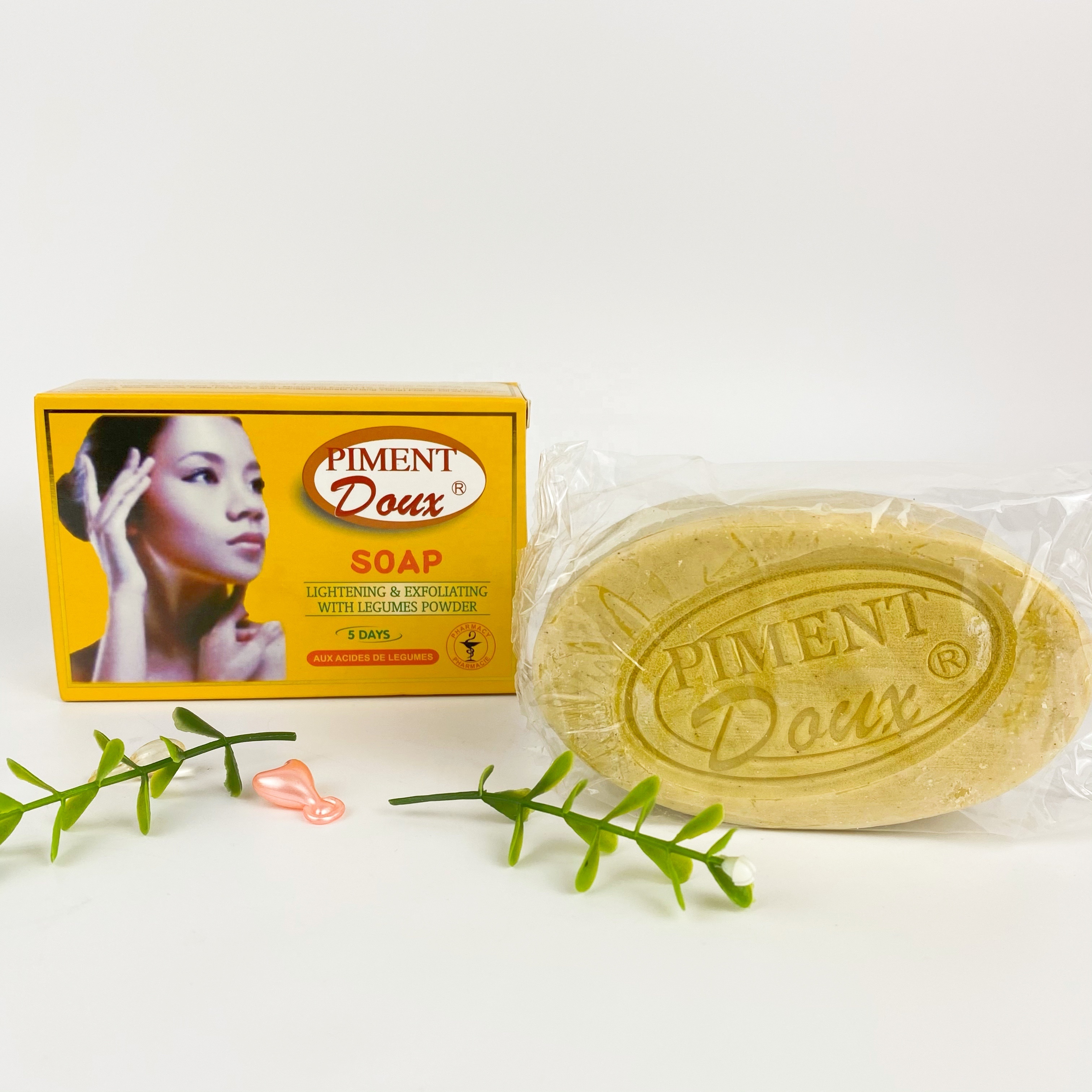 Piment Doux мыло 200g до 5 дней Отбеливание с овощами hyaluroinc кислота осветляющая скраб-порошок натуральный чистый прозрачный Mosturizing
