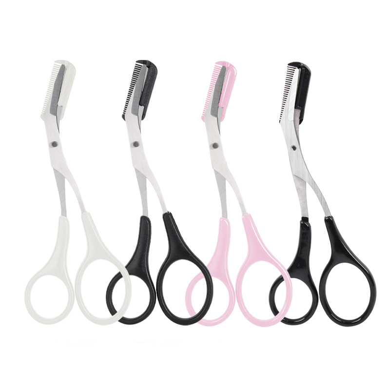 High Quality Black Beauty Trimmer Eyebrow Scissors with Comb for Personal Care Wholesale Makeup Scissors