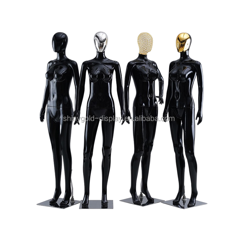 Window Shop Display Clothing Lady Maniquies Stand Manequins Women Plastic Full Body Gloss Black Female Mannequin for Sale