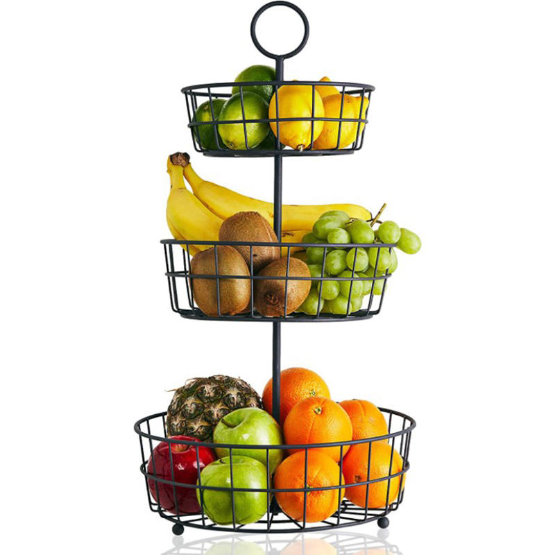 Modern Style 3 Tier Fruits Vegetables Storage Fruit Basket For Kitchen Rack