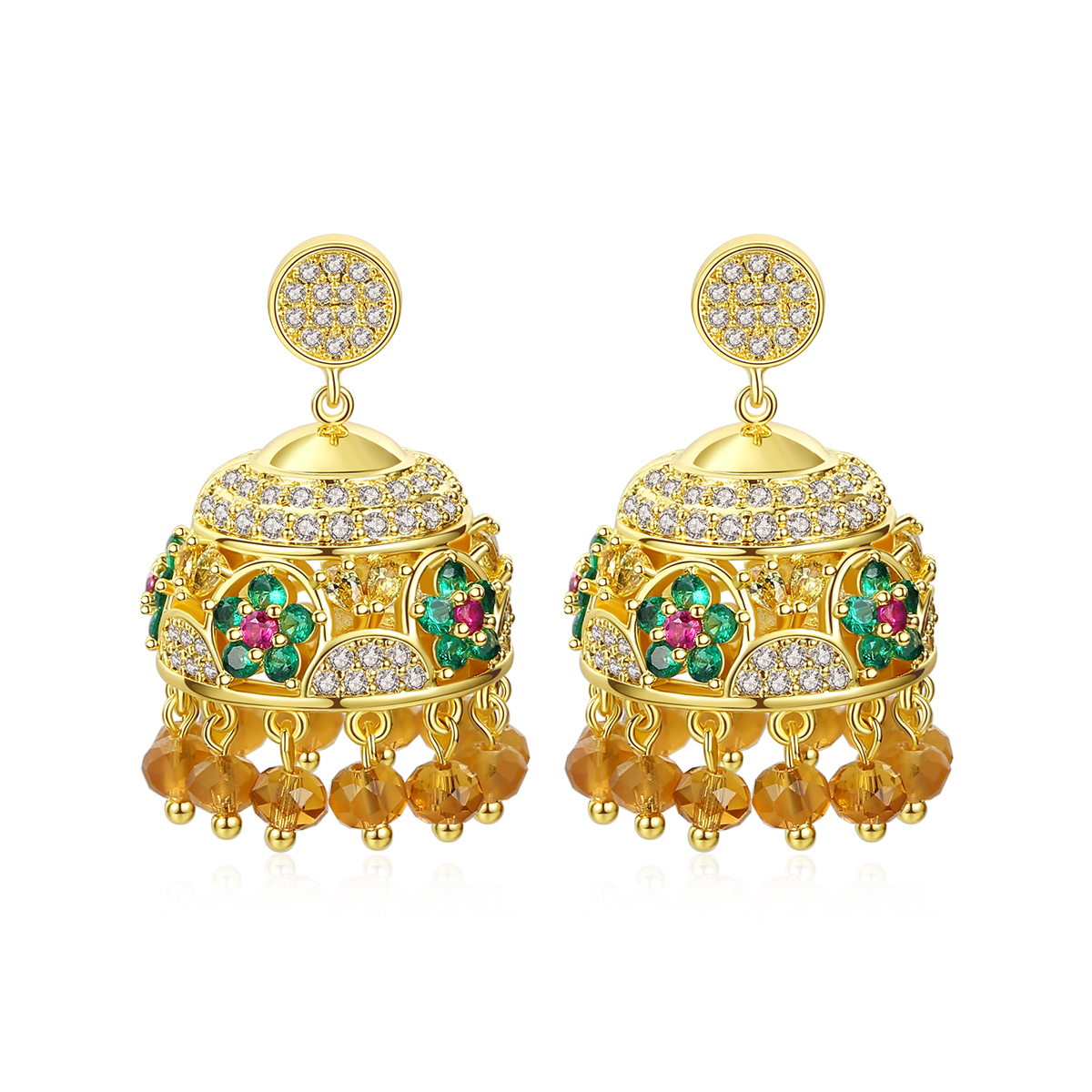 LUOTEEMI циркониевые серьги с кисточками новый дизайн золотые серьги Jhumka